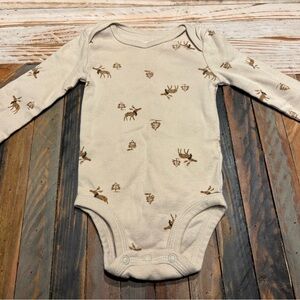 Carters Cream Moose Long Sleeve Onesie